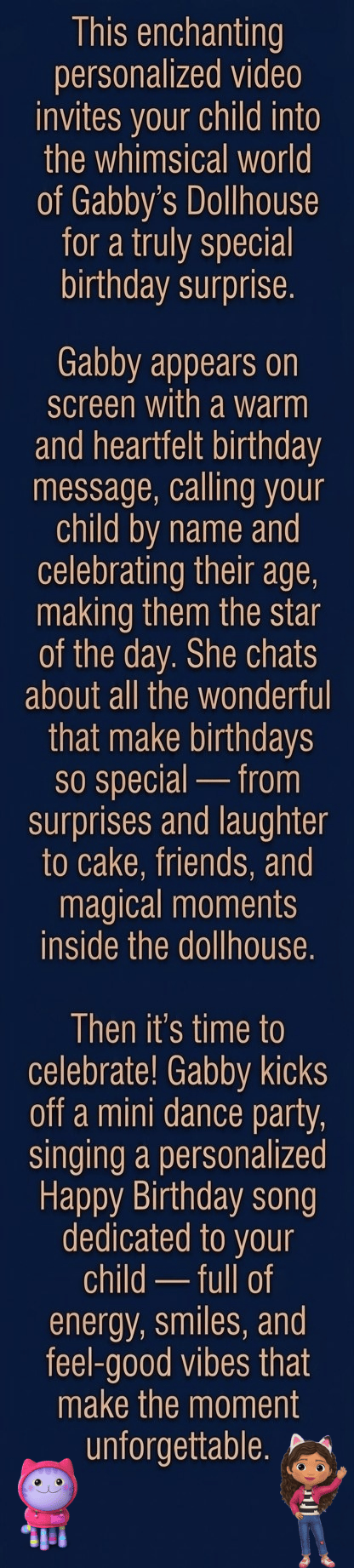 Gabbys Dollhouse Personalized Birthday Video Says Your Child's Name