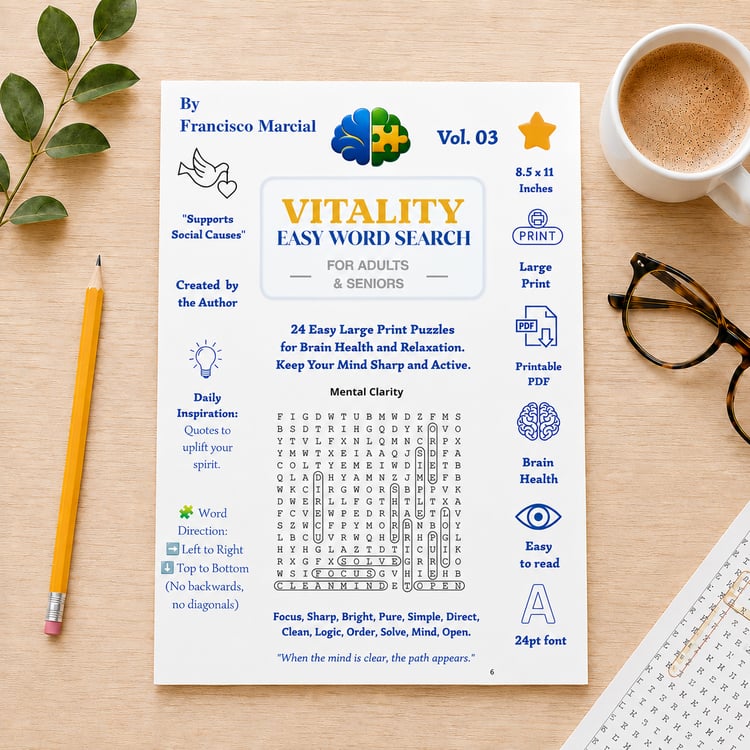 Printable large print word search puzzle for adults and seniors