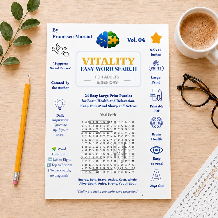 Printable large print word search puzzle for adults and seniors