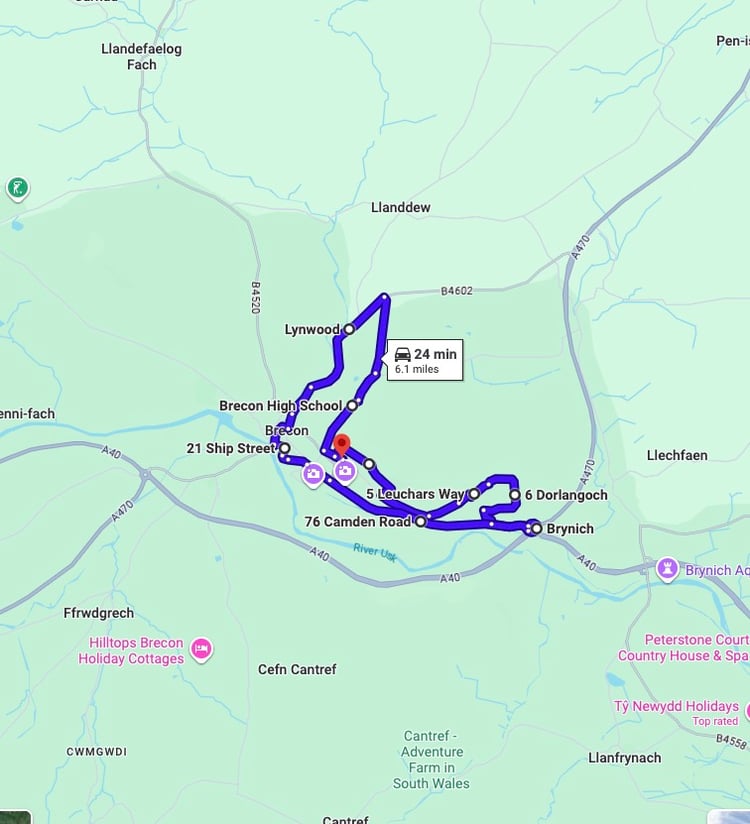 Practise real driving test routes for Brecon Driving Test Centre. This PDF includes 6 Google Maps practice routes to help learner drivers prepare confidently for the practical driving test.