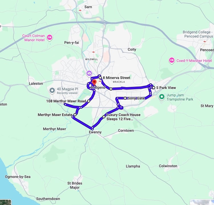 Practise real driving test routes for Bridgend Driving Test Centre. This PDF includes 8 Google Maps practice routes to help learner drivers prepare confidently for the practical driving test.