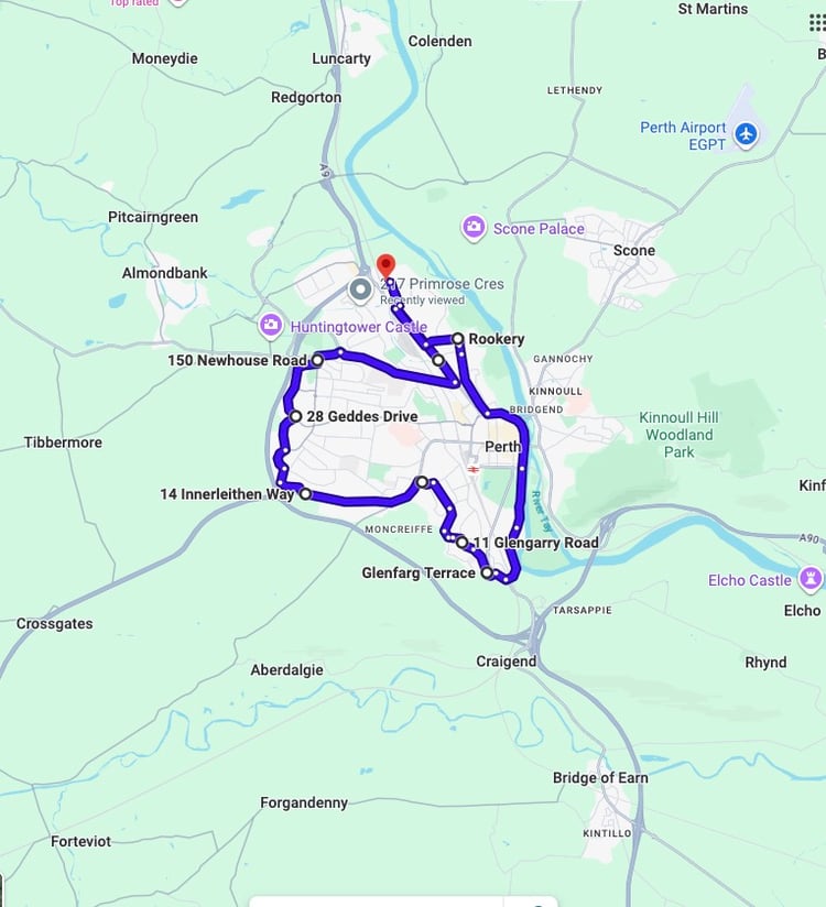 Practise real driving test routes for Perth (Arran Road) Driving Test Centre. This PDF includes 8 Google Maps practice routes to help learner drivers prepare confidently for the practical driving test.