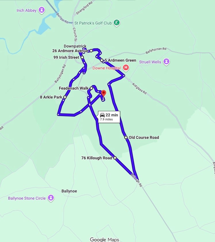 Practise real driving test routes for Downpatrick Driving Test Centre. This PDF includes 6 Google Maps practice routes to help learner drivers prepare confidently for the practical driving test.