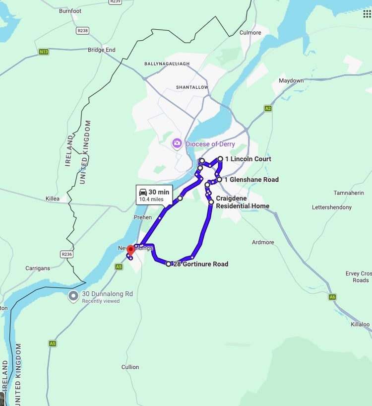 Practise real driving test routes for Londonderry (Victoria Road) Driving Test Centre. This PDF includes 6 Google Maps practice routes to help learner drivers prepare confidently for the practical driving test.
