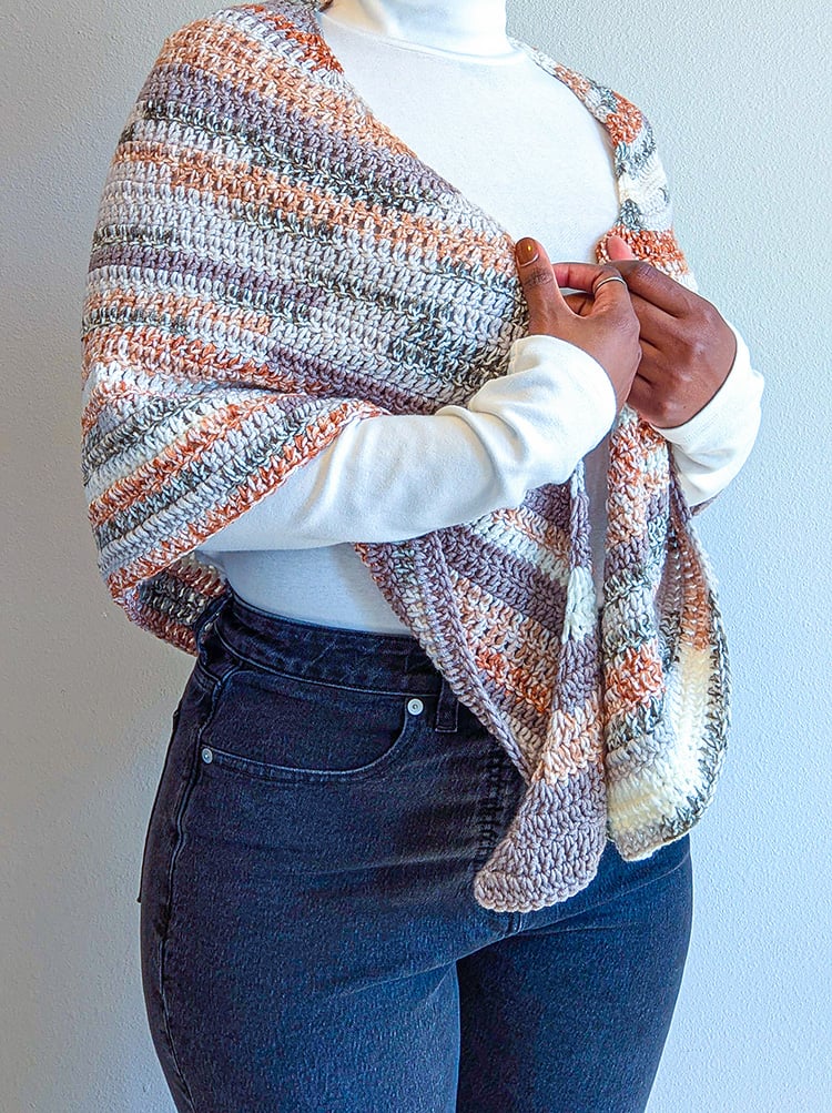 Double Crochet Shawl Side View