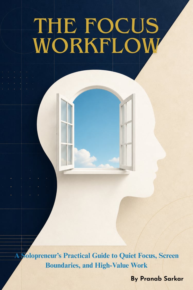 Reclaim your focus. Discover a simple, 10-chapter guide to digital boundaries, distraction-free desktops, and high-leverage business output for solopreneurs.