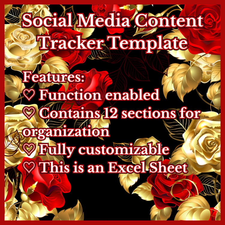 Specifications for the "Social Media Content Tracker Template."
