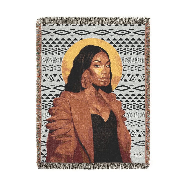 Nas - Woven Art Blanket | Original Black Artwork Tapestry Throw