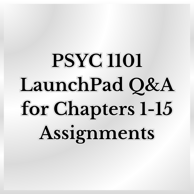 A product promotion thumbnail with the words, "PSYC 1101 LaunchPad Q&A for Chapters 1 to 15 Assignments."