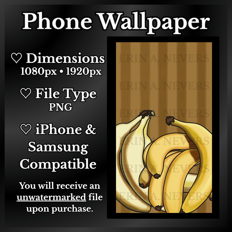 A product promotion thumbnail featuring a phone wallpaper with bananas.
