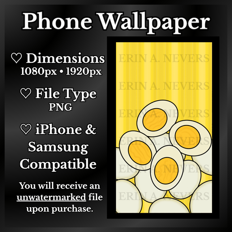 A product promotion thumbnail featuring a phone wallpaper with boiled eggs.