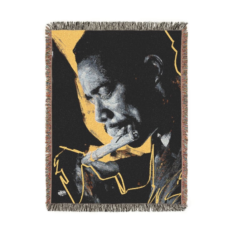 Nas - Woven Art Blanket | Original Black Artwork Tapestry Throw
