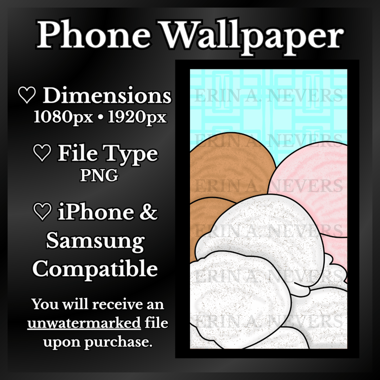 A product promotion thumbnail featuring a phone wallpaper with neopolitan ice cream.