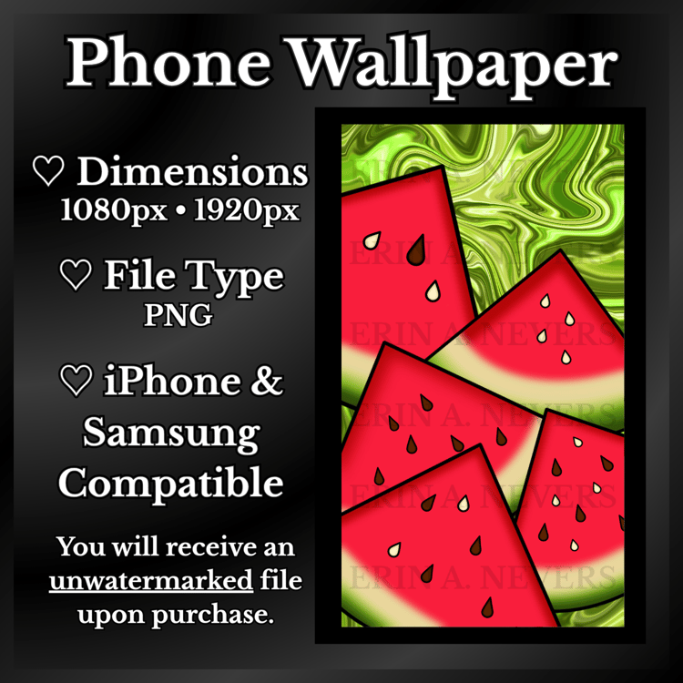 A product promotion thumbnail featuring a phone wallpaper with five watermelon slices.