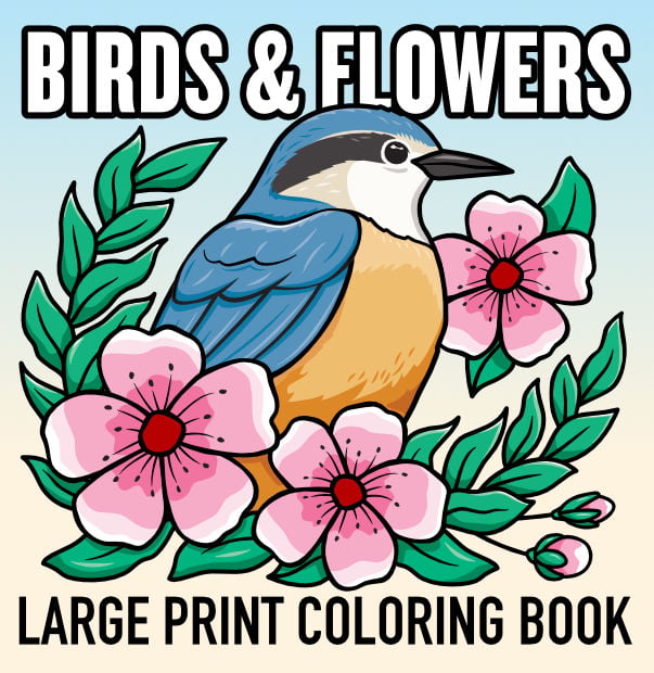 birds and flowers coloring book