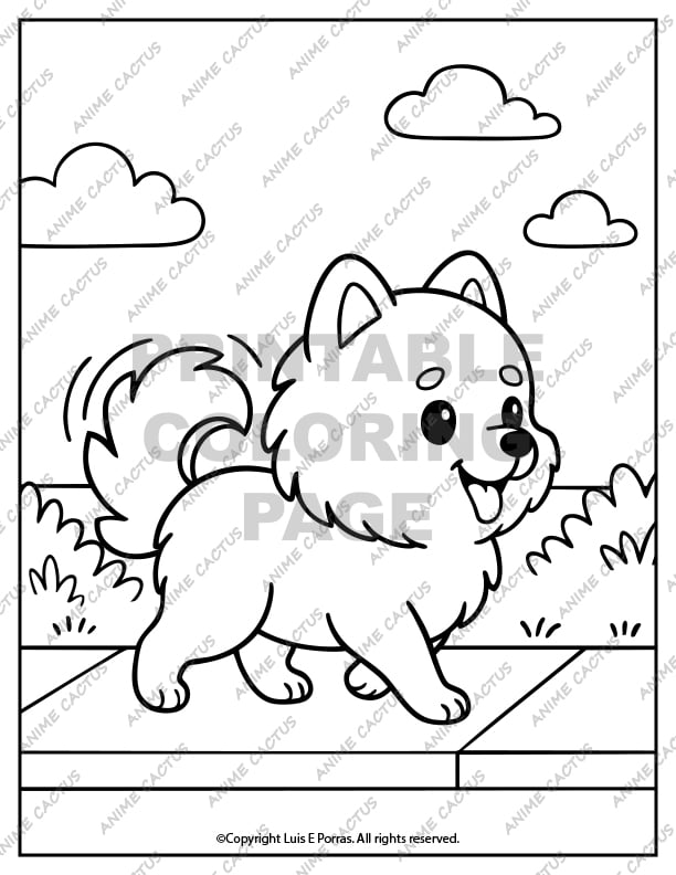 Cute Pomeranian Coloring Page image