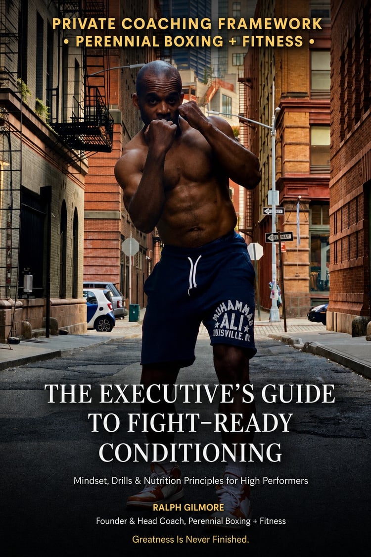 The Executive's Guide to Fight-Ready Conditioning ebook cover — NYC private boxing coach Ralph Gilmore