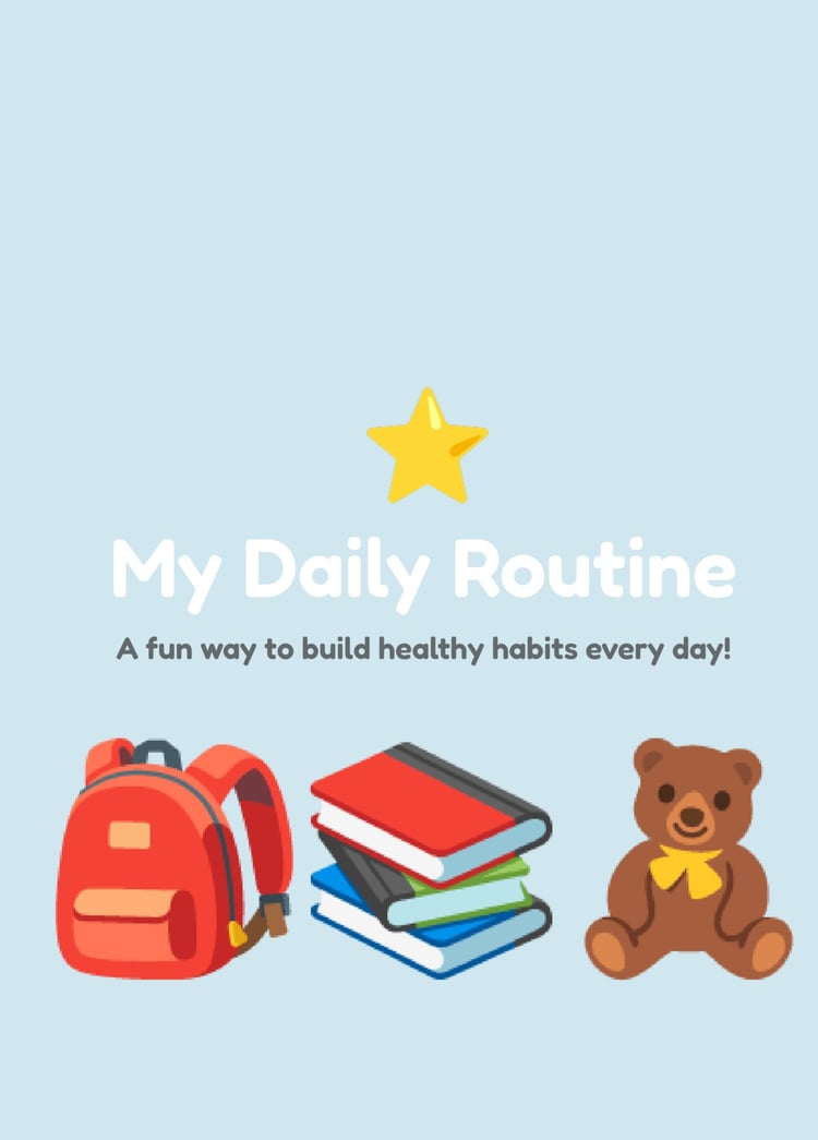 My Daily Routine Workbook free printable for children with colorful daily routine illustrations