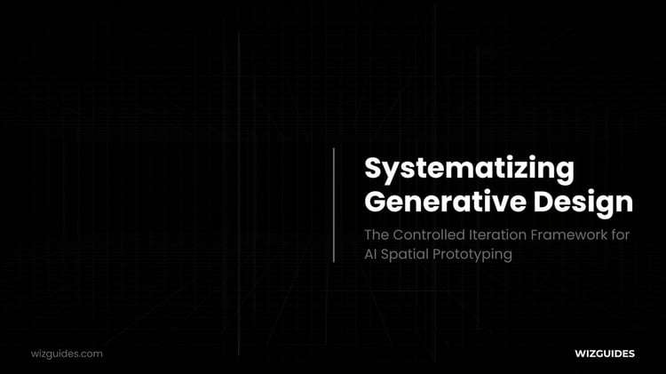 AI productivity guide cover with black background, grey architectural grid, and white text.