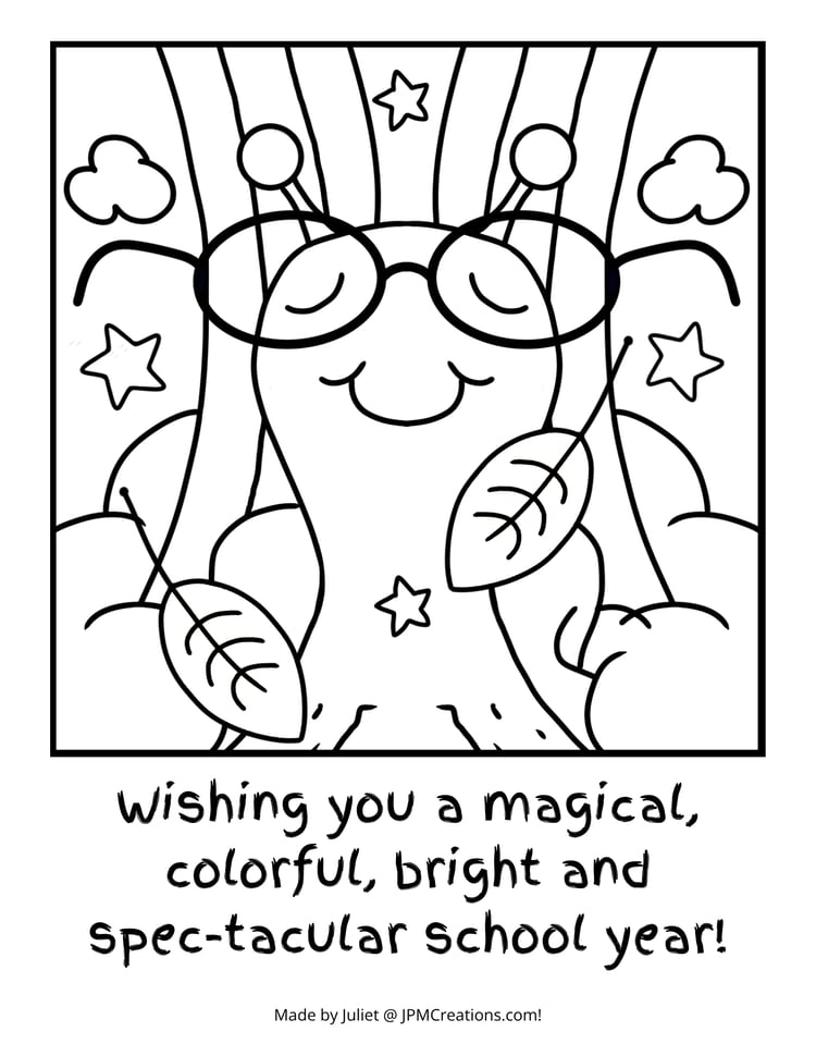 Cute Snail Magical, Colorful, Bright School Year Coloring Page (Letter Size With Text)