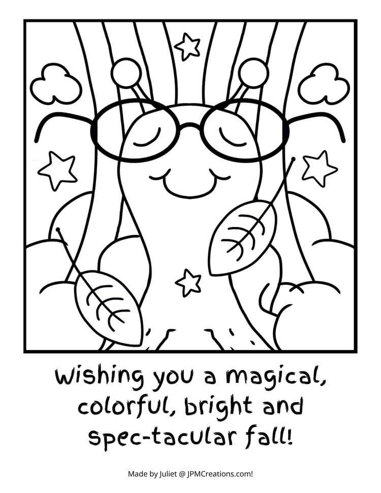 Cute Snail Magical, Colorful, Bright Fall Coloring Page (Letter Size With Text)