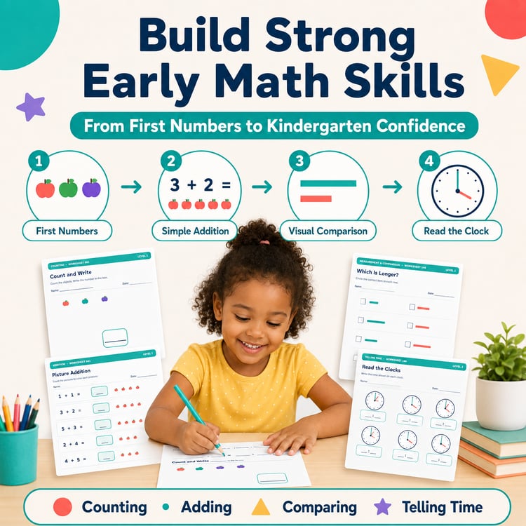 Kindergarten Math Mega Bundle ⭐ 200 Printable Worksheets for Ages 3–6