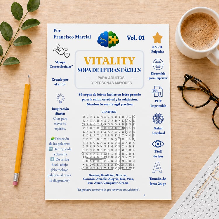 Sopa de letras imprimible en letra grande para adultos y personas mayores