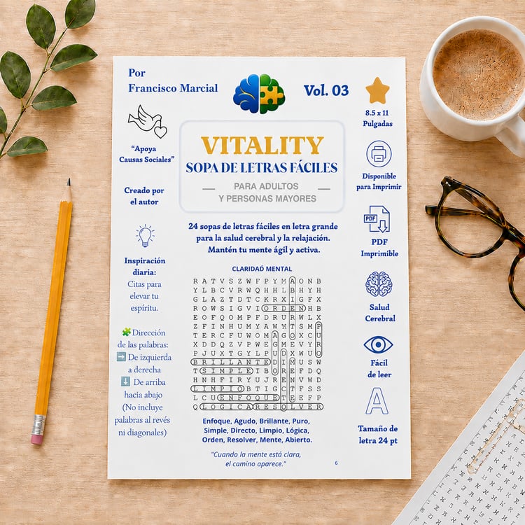 Sopa de letras imprimible en letra grande para adultos y personas mayores