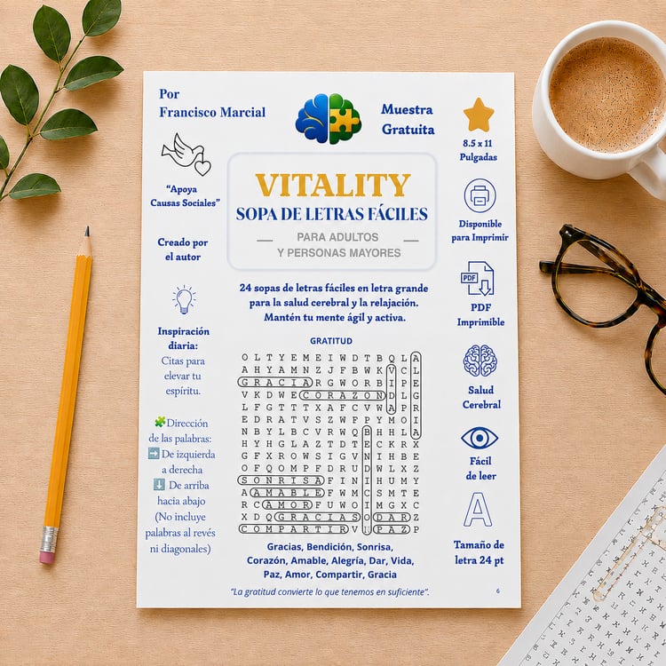 Sopa de letras imprimible en letra grande para adultos y personas mayores