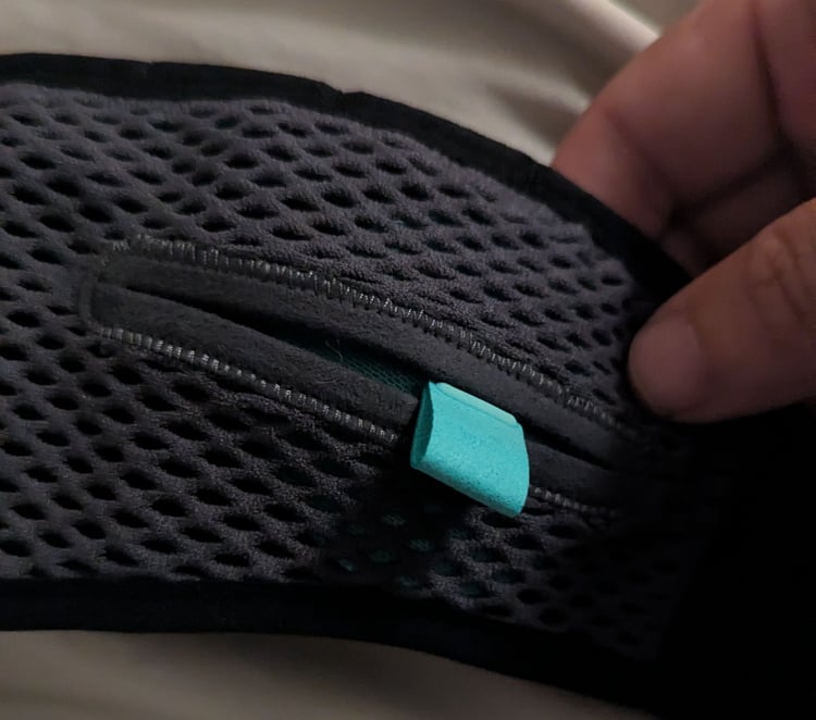 Exterior shot of adjustable speakers for sleep mask