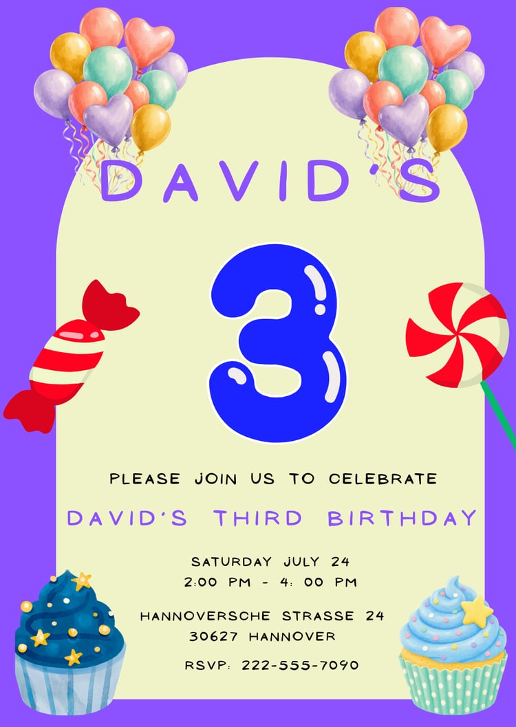Create a fun and personalized kids birthday party invitation with this editable Canva template. Easily customize text, colors, and fonts using a free Canva account. Instant digital download. No physical product will be shipped.