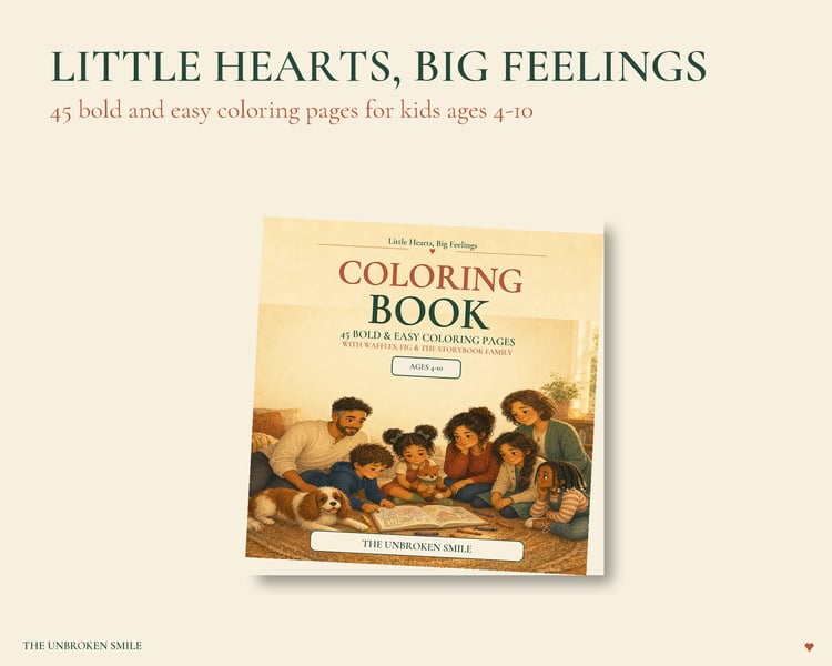 Cover of Little Hearts Big Feelings Coloring Book, a bold and easy family coloring book for kids ages 4 to 10