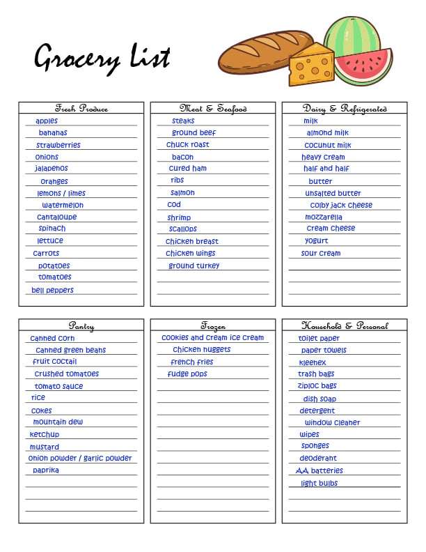 Grocery List digital download image