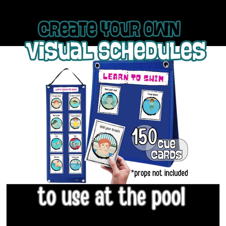 Flashcard visual communication cues for swimming