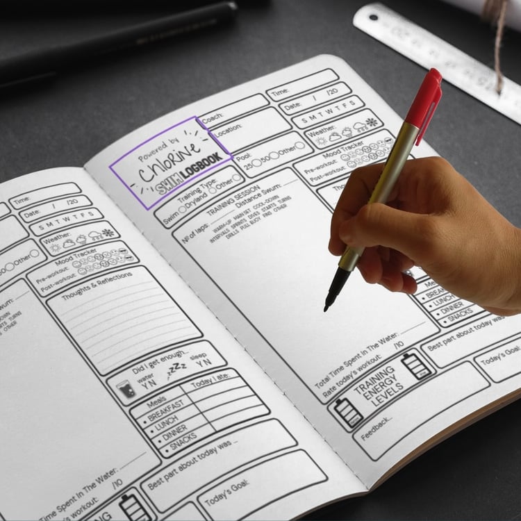 Kids squad swimming training logbook and journal