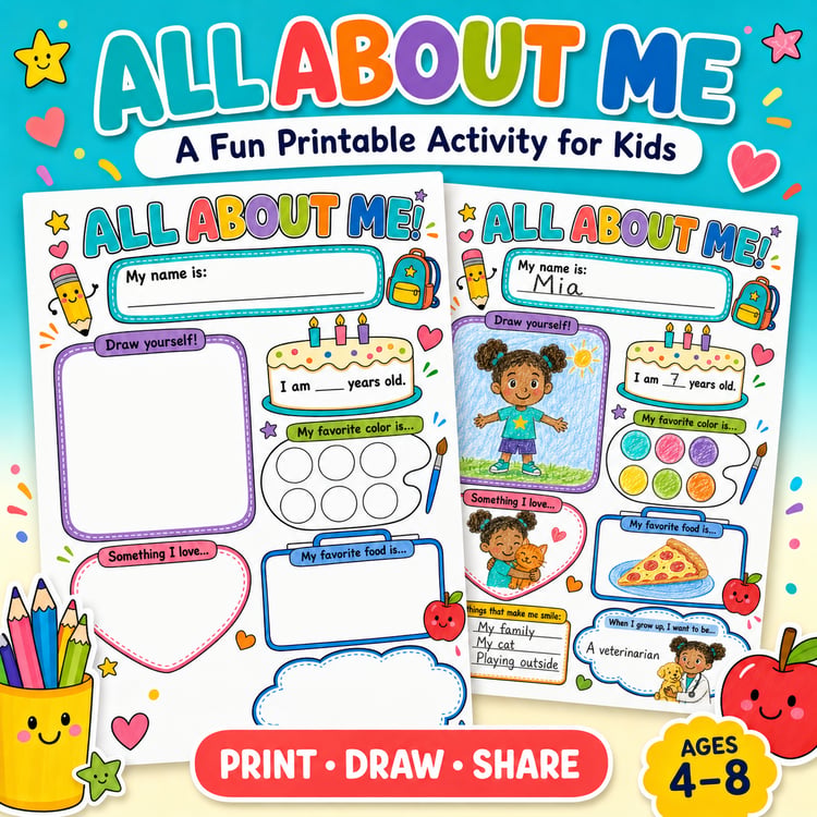 All About Me Printable Activity for Kids