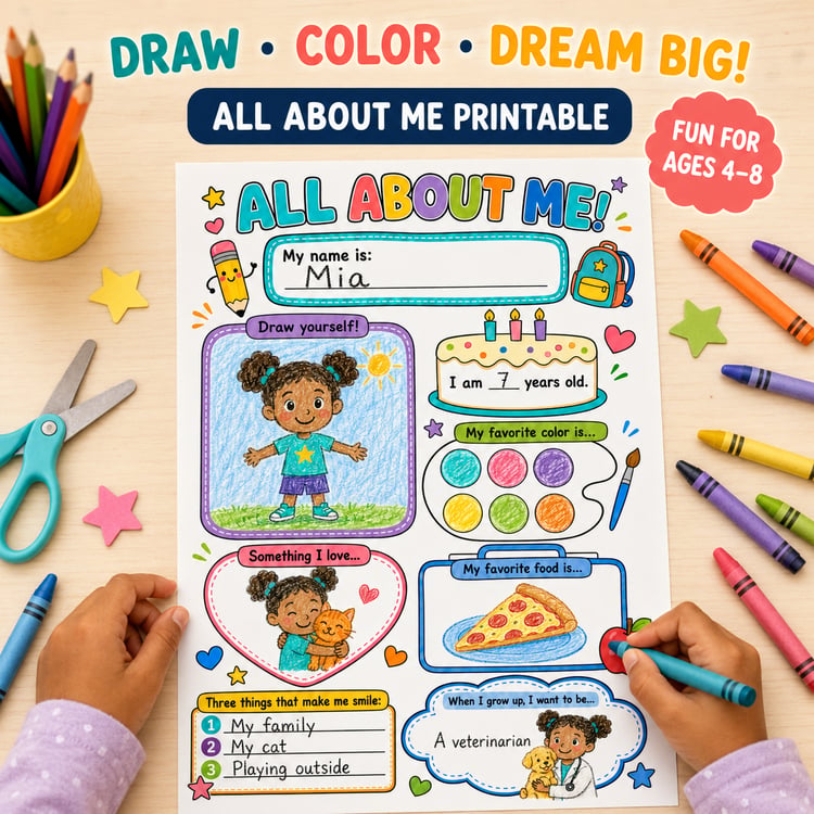 All About Me Printable Activity for Kids