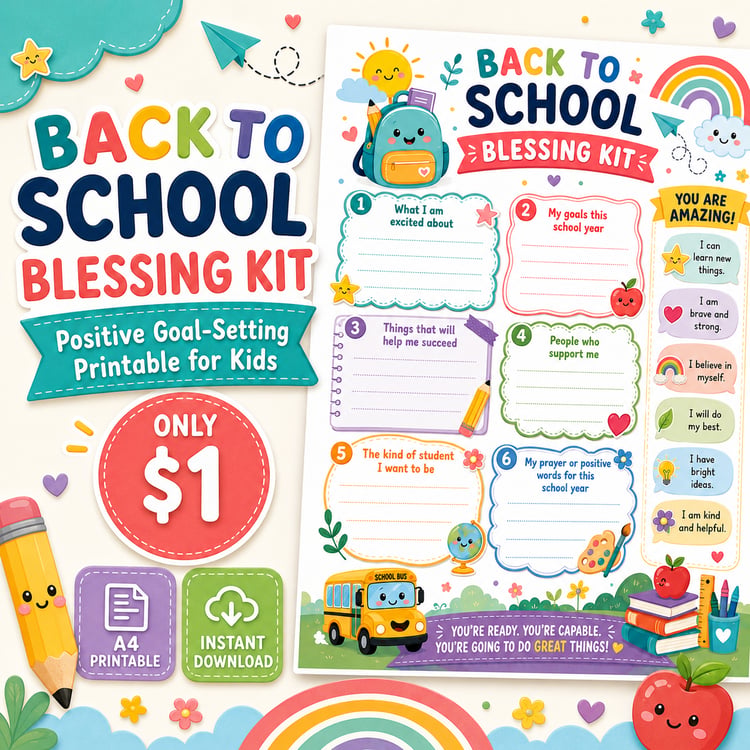 Back to School Blessing Kit – Positive Goal-Setting Printable for Kids