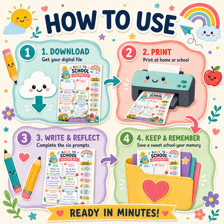 Back to School Blessing Kit – Positive Goal-Setting Printable for Kids