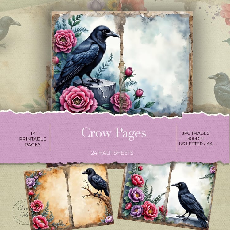 gothic crow and rose journal pages