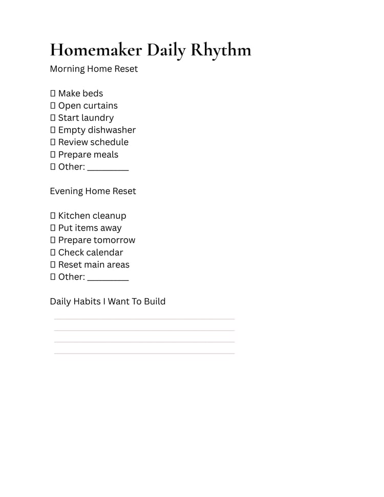 Preview pages from the Homemaker's Household Management Planner printable PDF showing household organization worksheets, planning pages, and home management templates.