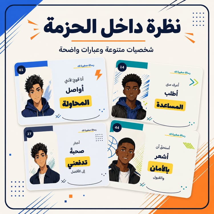 ستون بطاقة تحفيزية للمراهقين الذكور – عبارات عربية للثقة والطموح