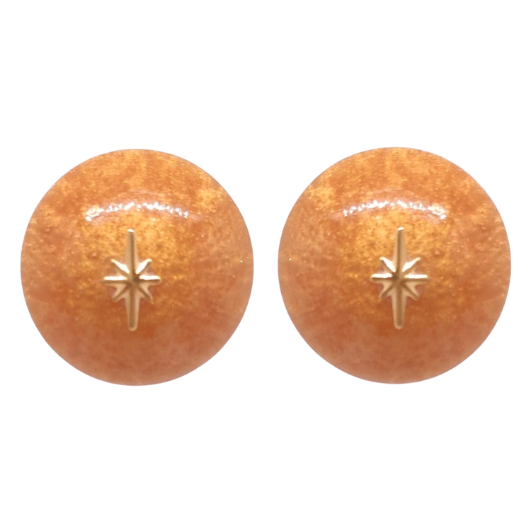 1950's Style Retro Vintage Earrings Gold Stud Starburst Atomic Cat