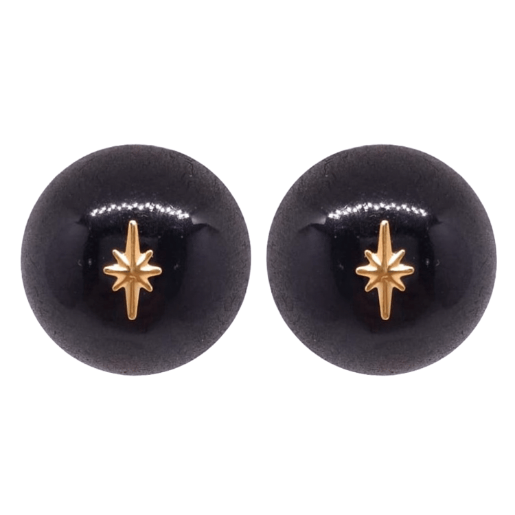 1950's Style Retro Vintage Earrings Black Stud Starburst Atomic Cat