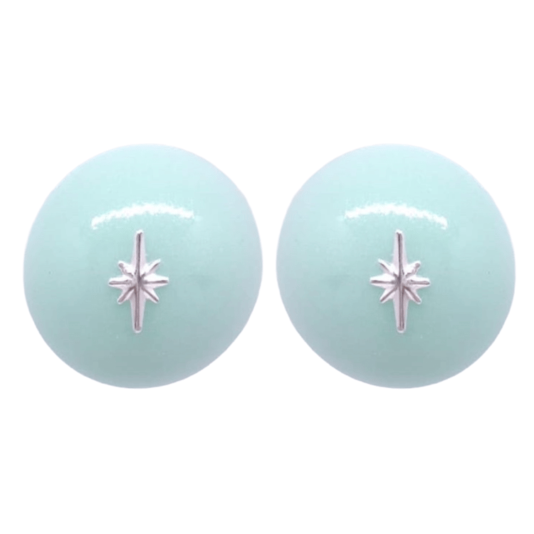 1950's Style Retro Vintage Earrings Mint Stud Starburst Atomic Cat