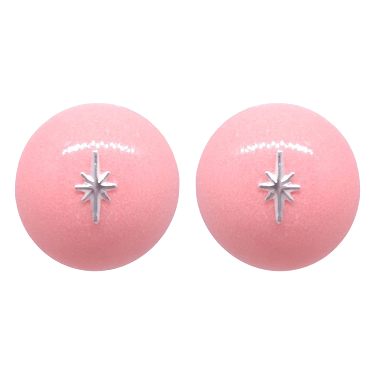 1950's Style Retro Vintage Earrings Pink Stud Starburst Atomic Cat