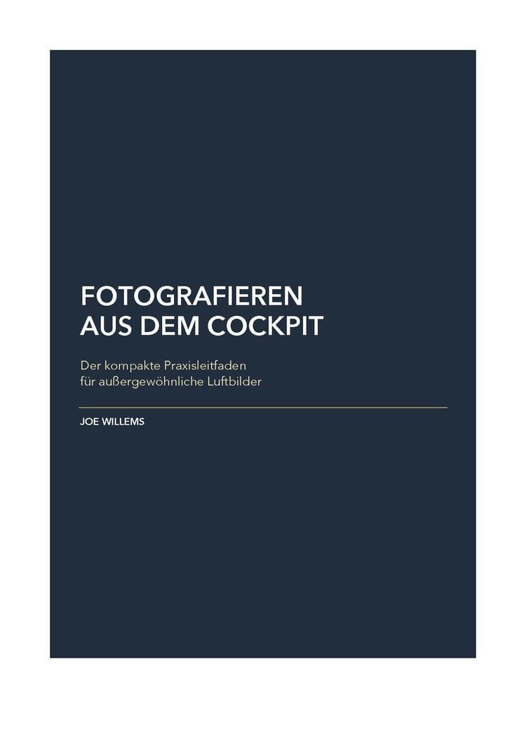 Buchcover „Fotografieren aus dem Cockpit“ von Joe Willems – Praxisleitfaden für außergewöhnliche Luftbilder