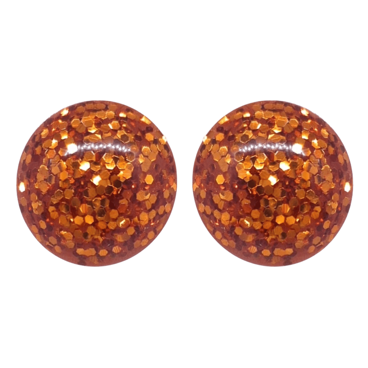 1950's Style Retro Vintage Earrings Burnt Orange Stud Glitter Atomic Cat
