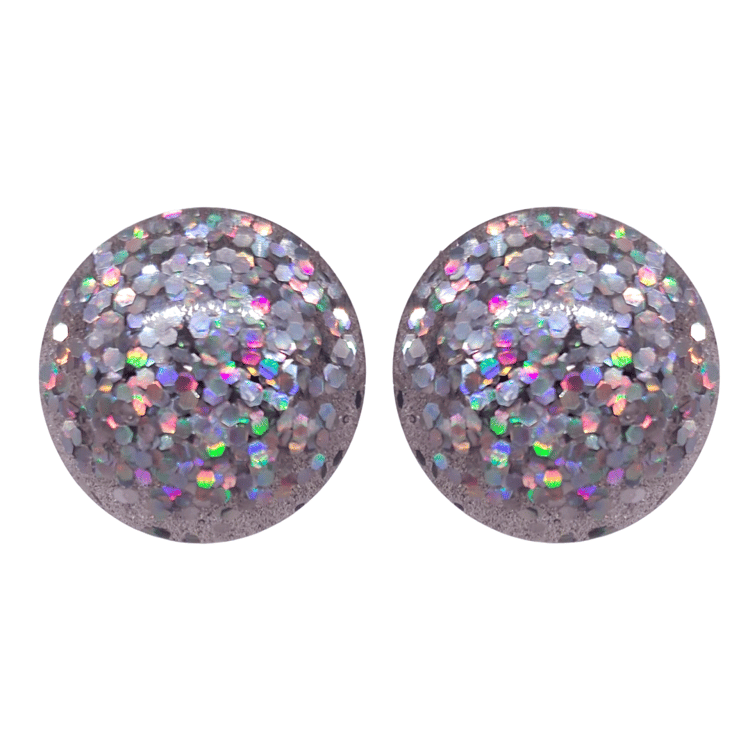 1950's Style Retro Vintage Earrings Silver Stud Glitter Atomic Cat