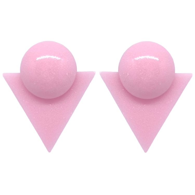 1980's Style Retro Pink Earrings Geometric Triangle Atomic Cat
